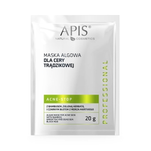 Apis Professional Maska algowa dla cery trądzikowej z bambusem, zieloną herbatą i czarnym błotem z Morza Martwego 20g