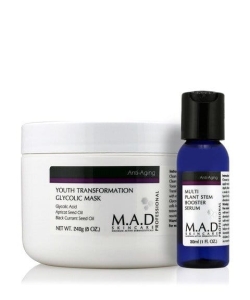 M.A.D Anti-Aging Youth Transformation Glycolic Mask Maska z kwasem glikolowym 240g + Booster Serum 30ml